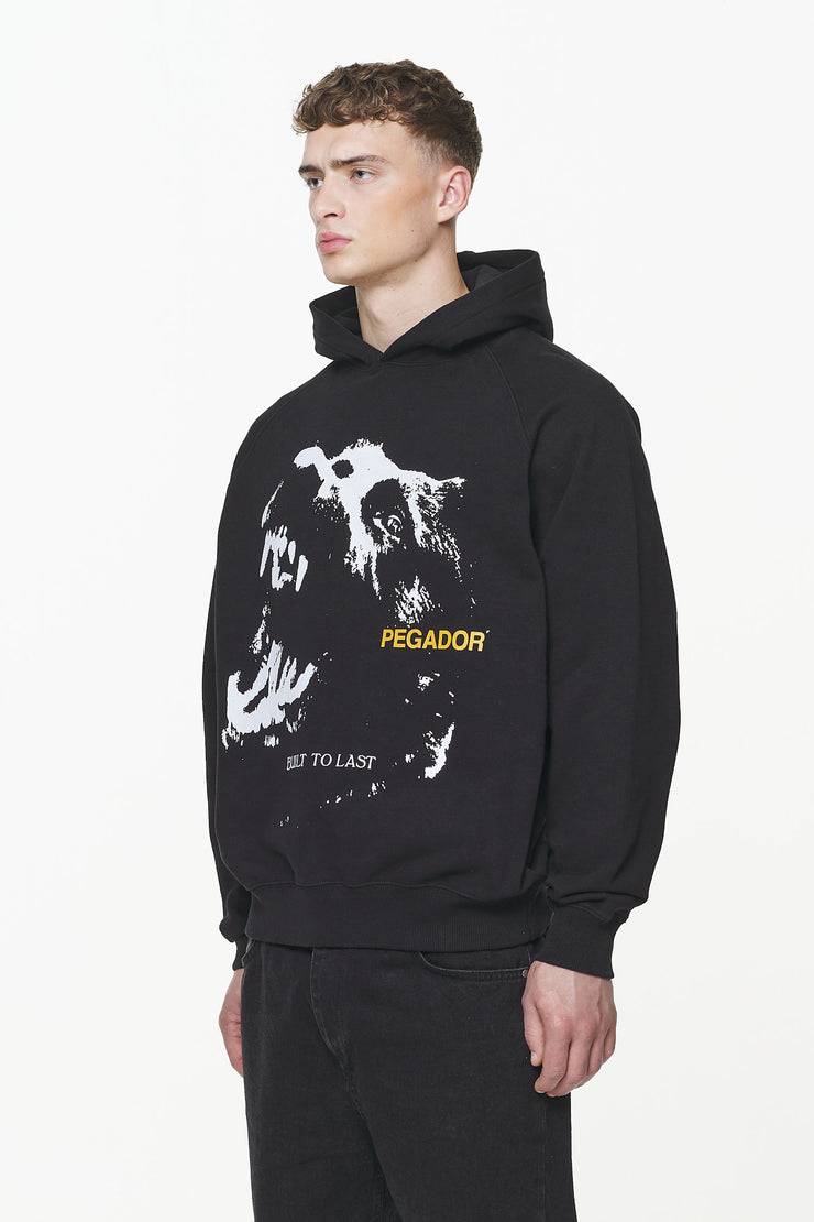 Pegador Nether Raglan Hoodie Vintage Washed Onyx Black