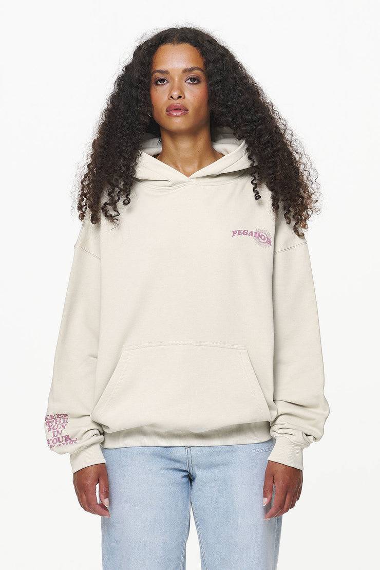 Pegador Pall Oversized Hoodie Vintage Washed Bone White