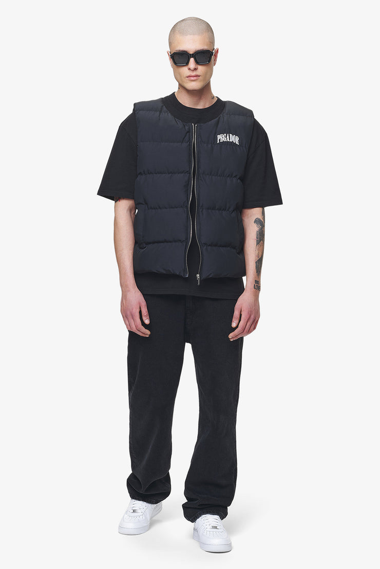 Pegador Aberdeen Round Neck Puffer Vest Black Ink