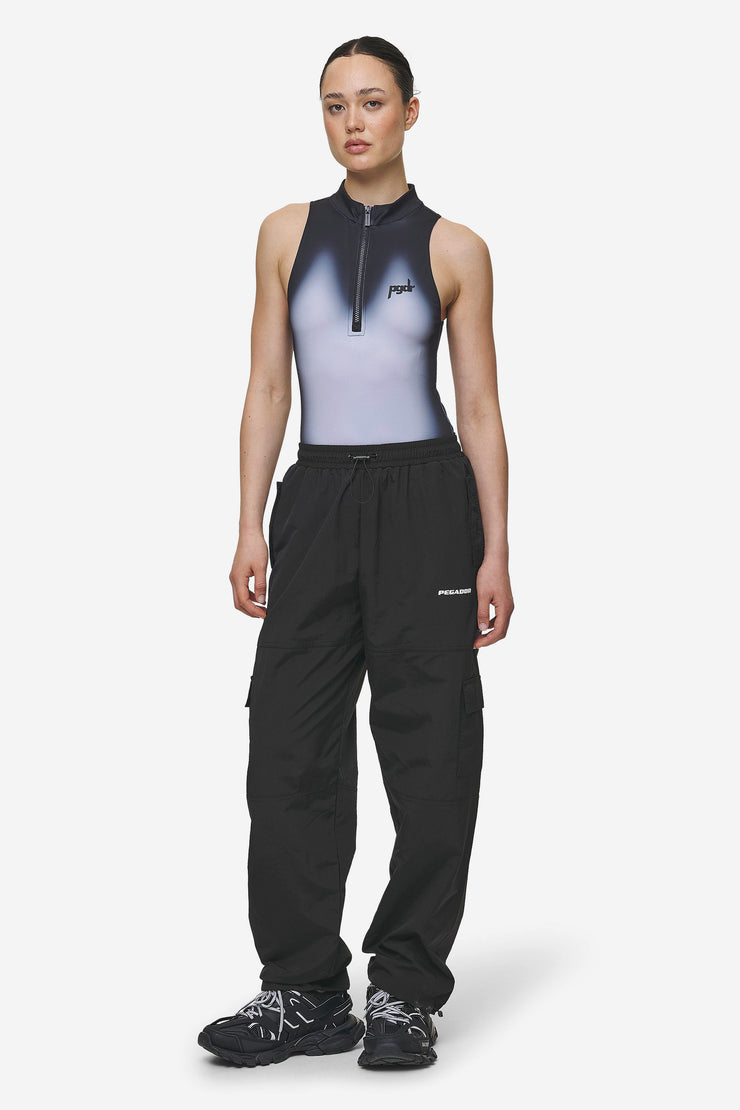 Pegador Ashira Sprayed Zip Bodysuit Black White