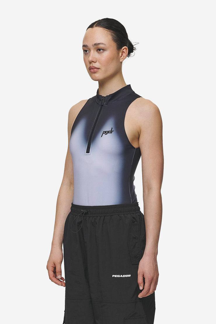 Pegador Ashira Sprayed Zip Bodysuit Black White