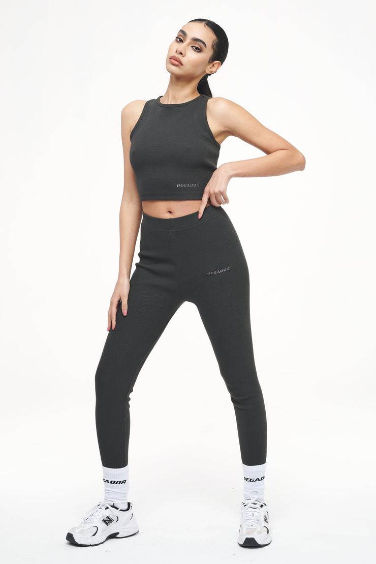 Pegador Ayla Crop Top Vintage Washed Iron Grey