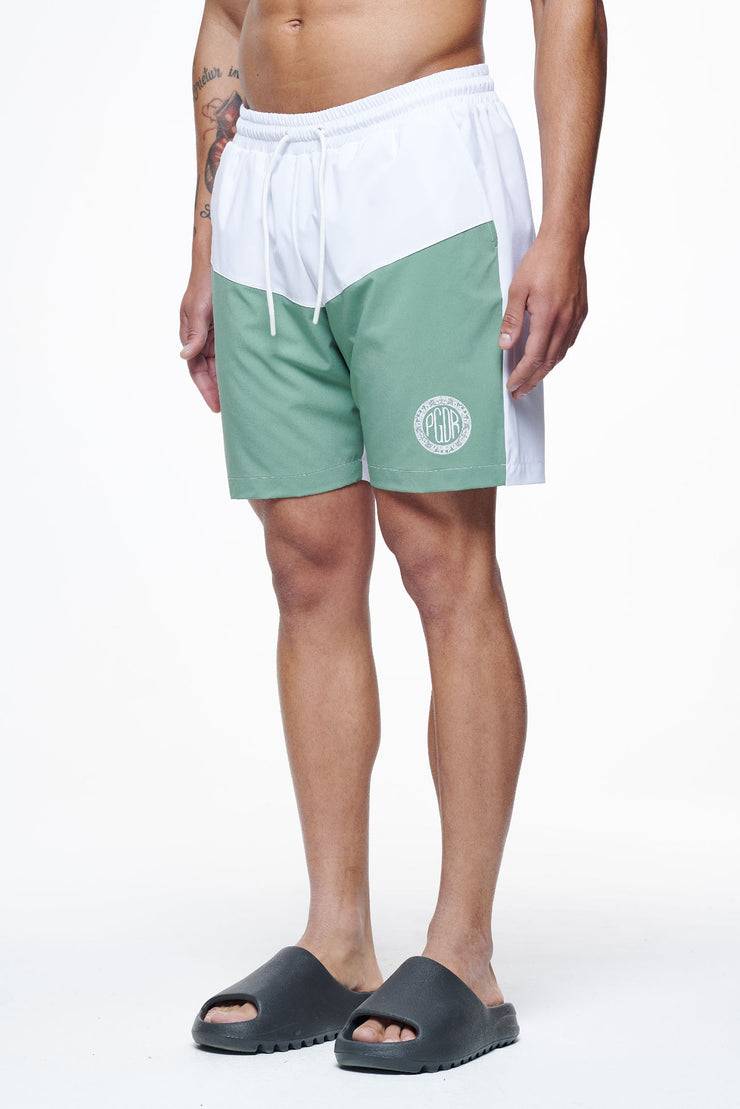 Pegador Baker Swim Shorts White Cypress Green