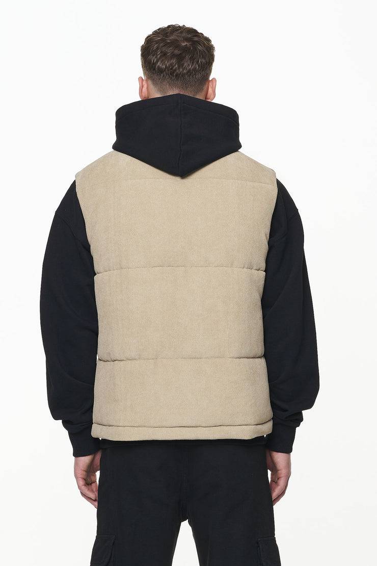 Pegador Bardon Cord Puffer Vest Sand