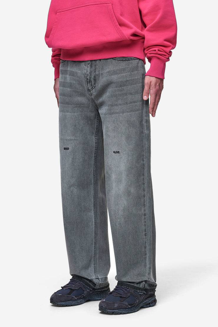 Pegador Barrow Wide Baggy Jeans Washed Anthracite