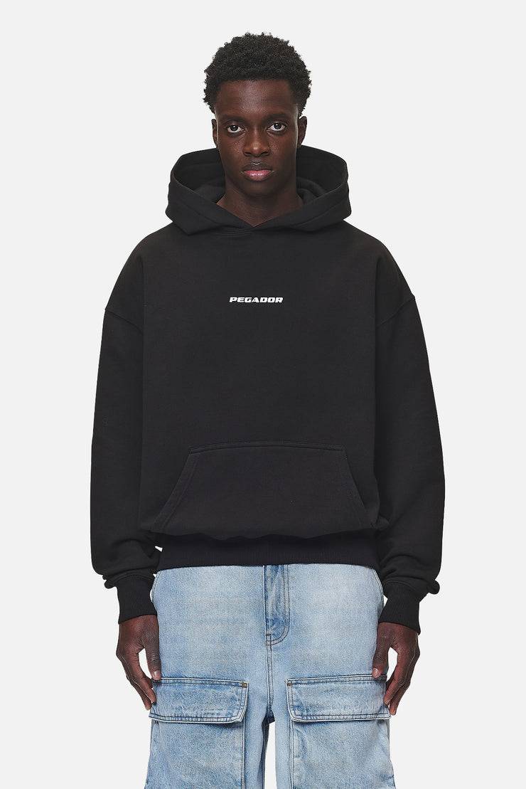 Pegador Colne Logo Oversized Hoodie Washed Black