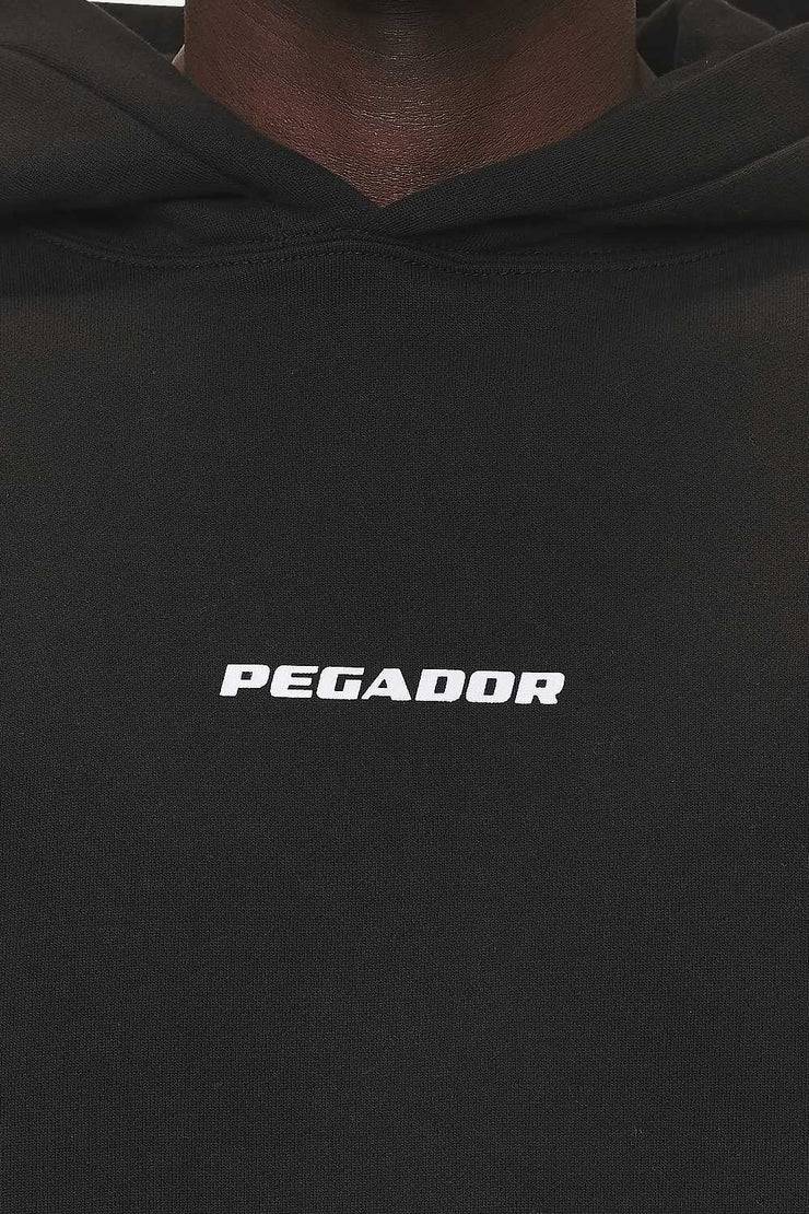 Pegador Colne Logo Oversized Hoodie Washed Black