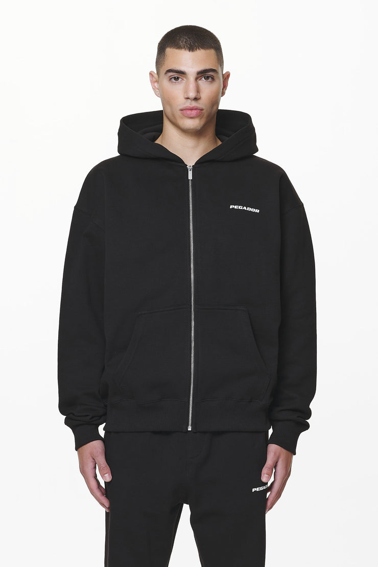 Pegador Colne Logo Oversized Sweat Jacket Black