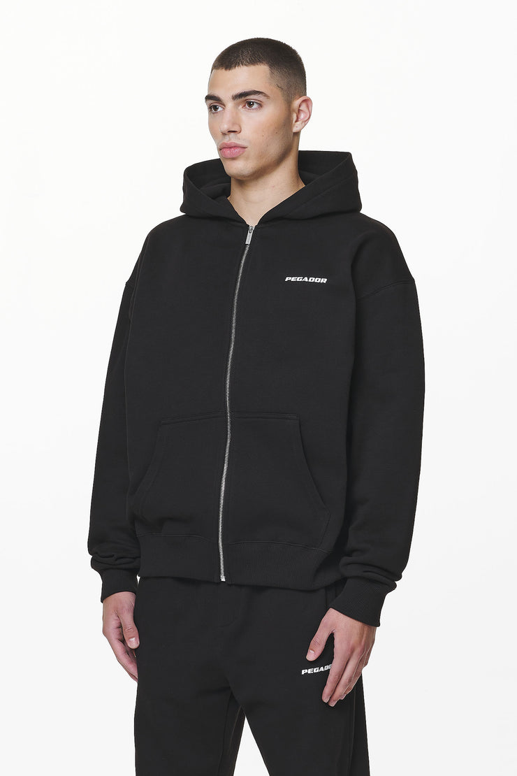 Pegador Colne Logo Oversized Sweat Jacket Black