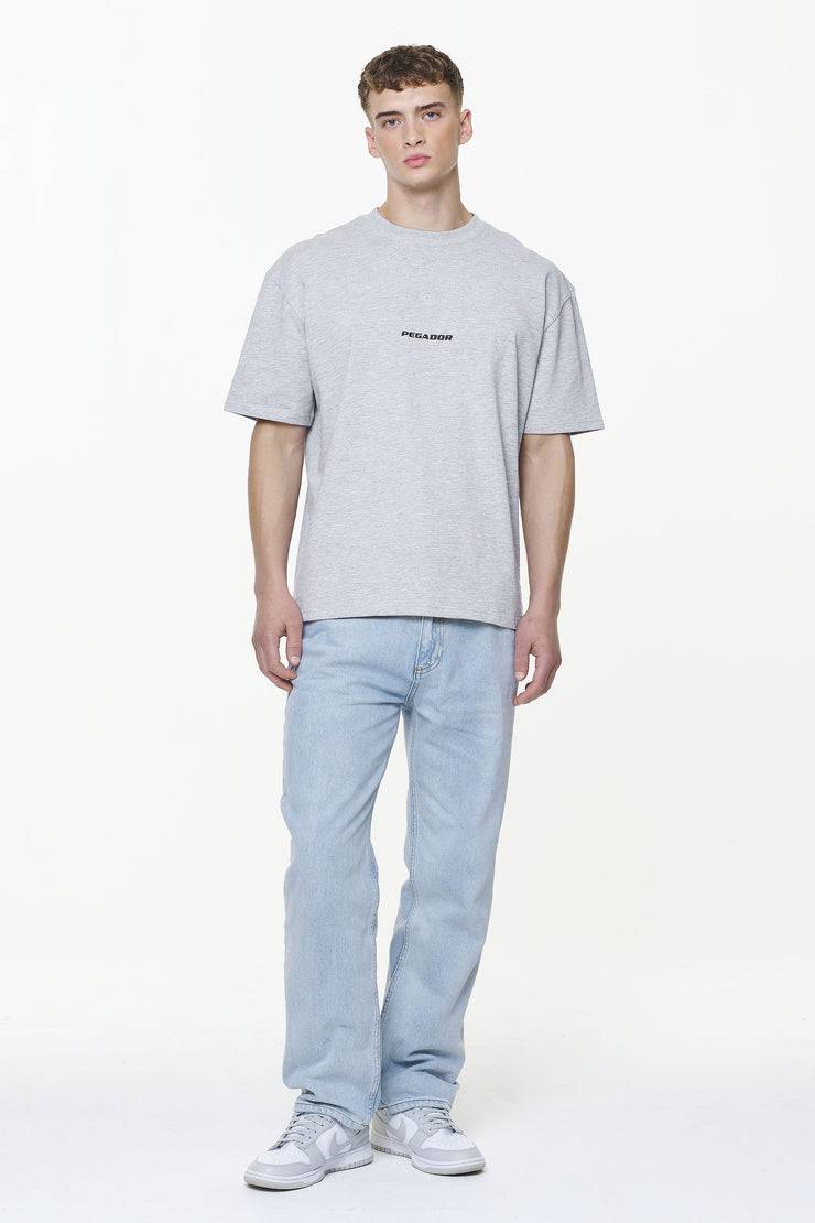 Pegador Colne Logo Oversized Tee Grey Melange