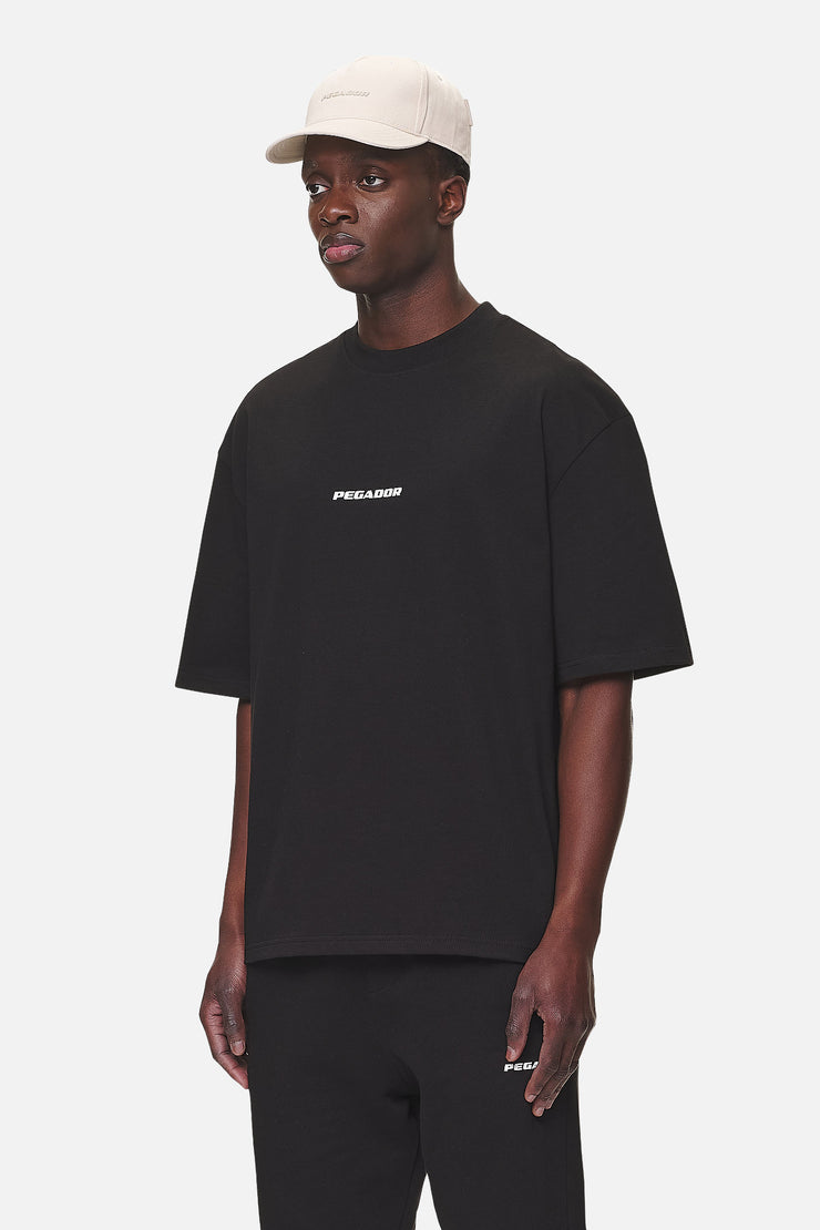 Pegador Colne Logo Oversized Tee Washed Black