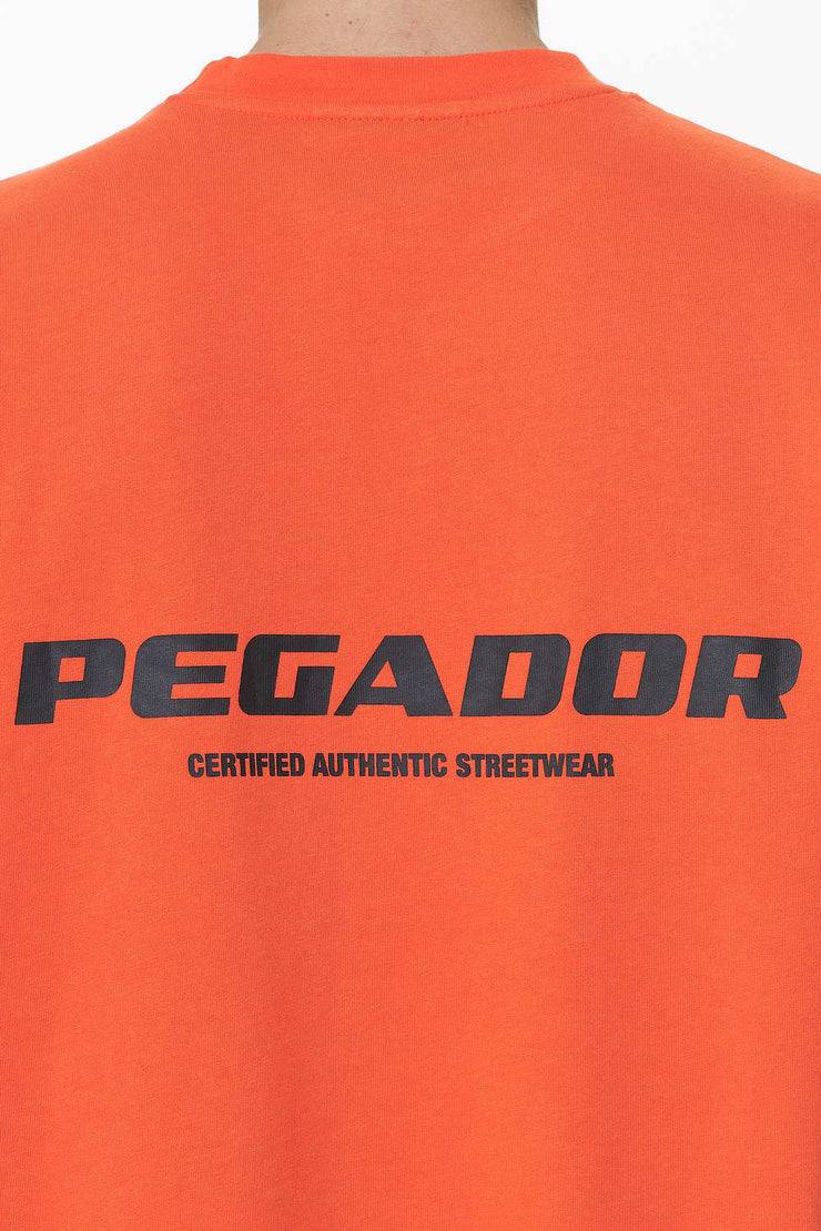 Pegador Colne Logo Oversized Tee Washed Signal Red