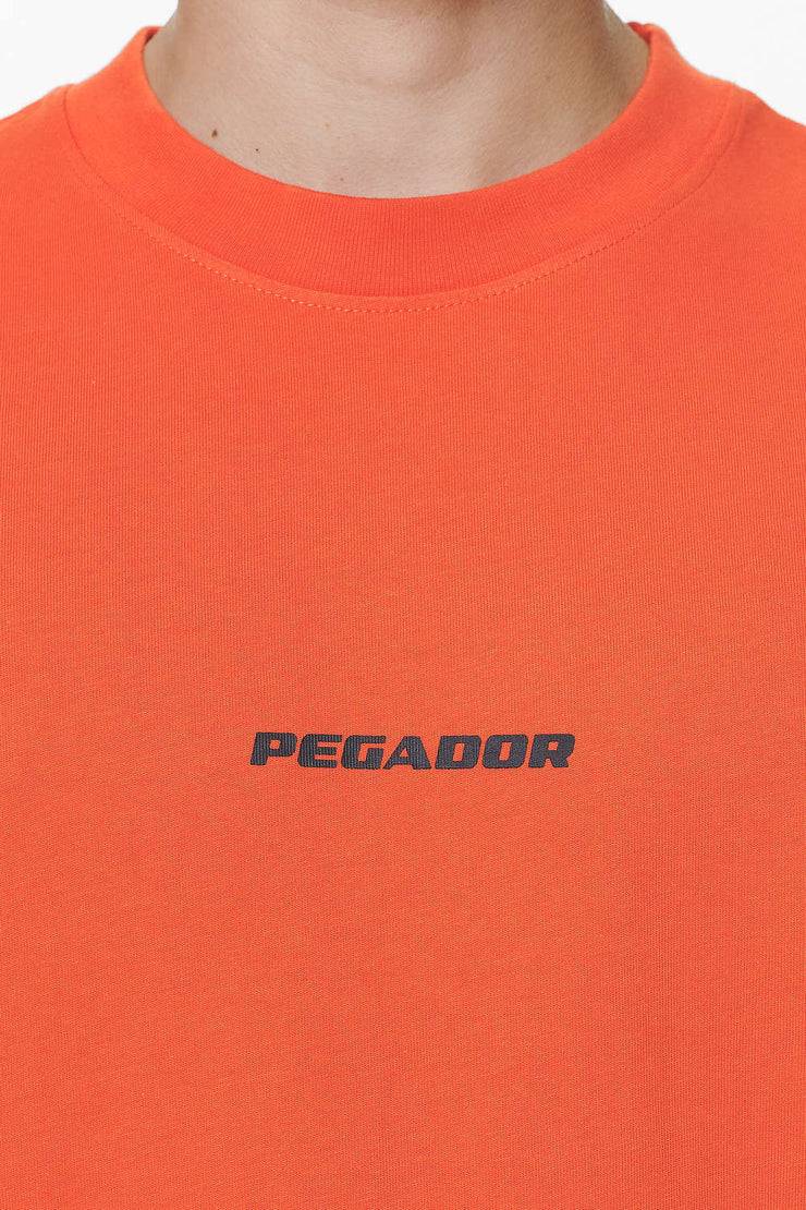 Pegador Colne Logo Oversized Tee Washed Signal Red