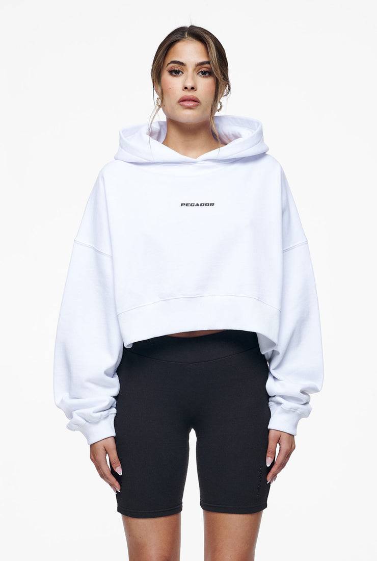 Pegador Culla Logo Oversized Cropped Hoodie White