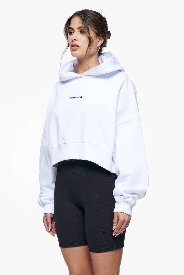 Pegador Culla Logo Oversized Cropped Hoodie White