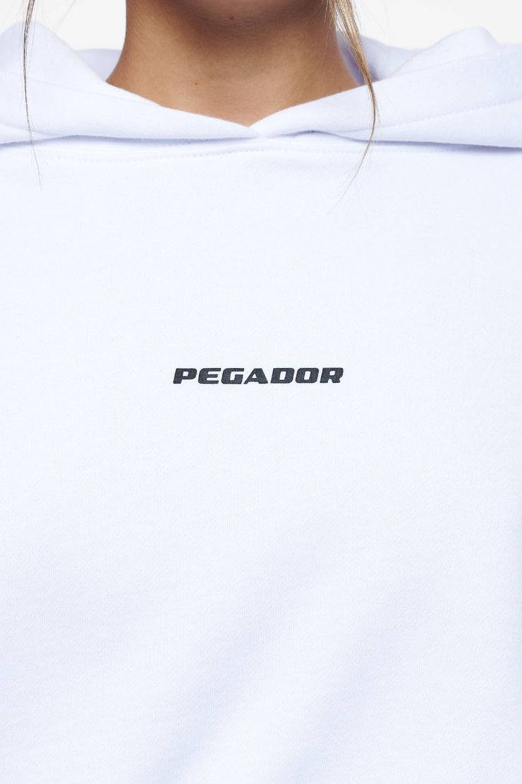 Pegador Culla Logo Oversized Cropped Hoodie White