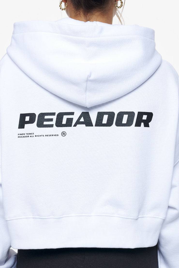 Pegador Culla Logo Oversized Cropped Hoodie White