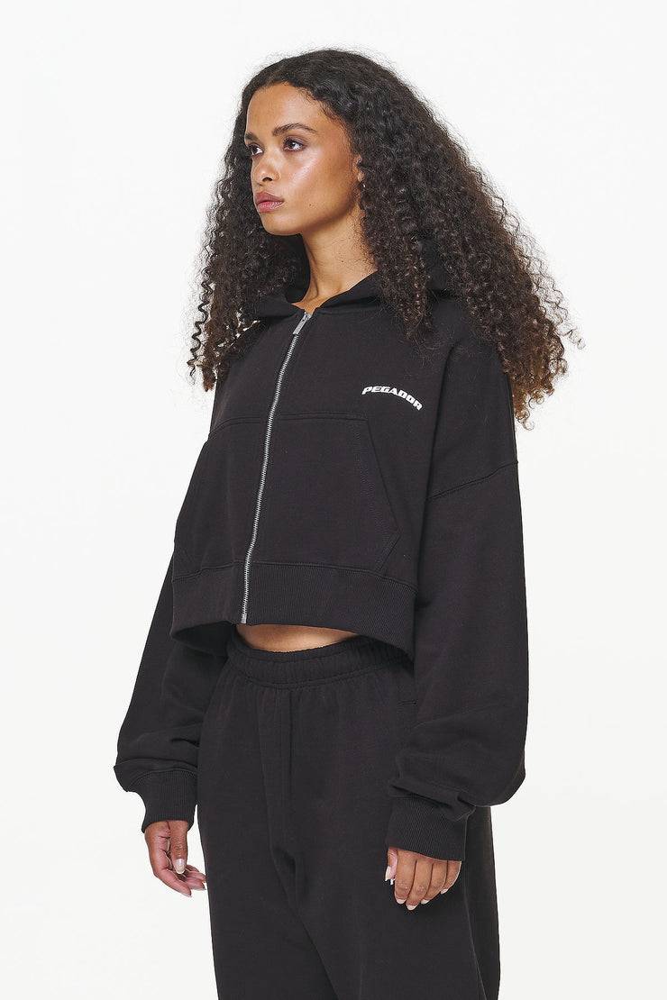 Pegador Dorset Cropped Zip Hoodie Black