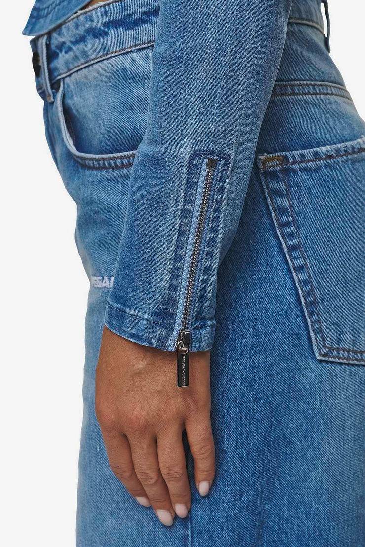 Pegador Elly Denim Biker Jacket Washed Blue