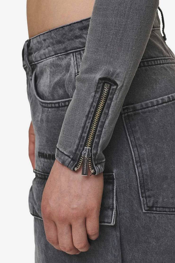 Pegador Elly Denim Biker Jacket Washed Deep Grey