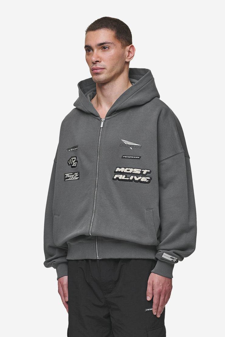 Pegador Hogan Boxy Sweat Jacket Washed Anthracite