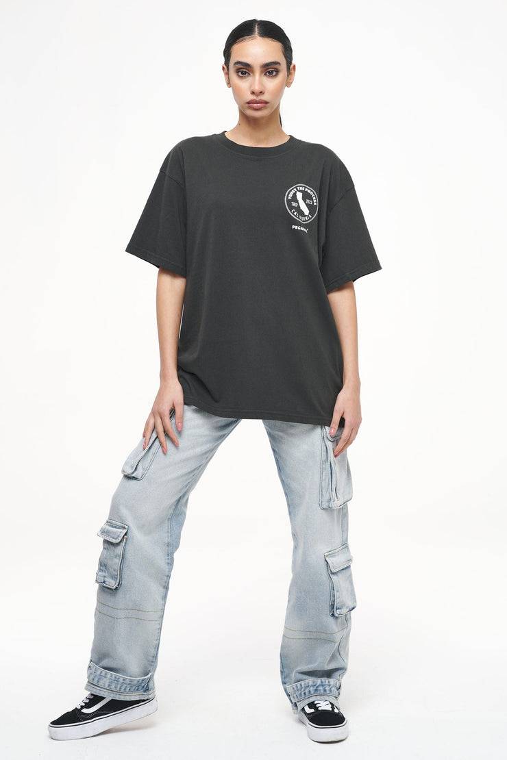 Pegador Jay Oversized Tee Vintage Washed Iron Grey