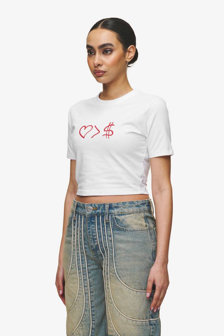 Pegador Jayde Baby Tee White Red