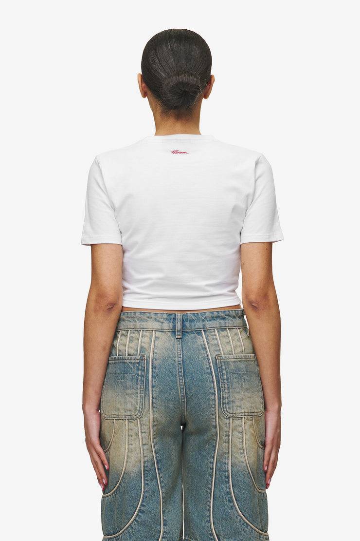 Pegador Jayde Baby Tee White Red