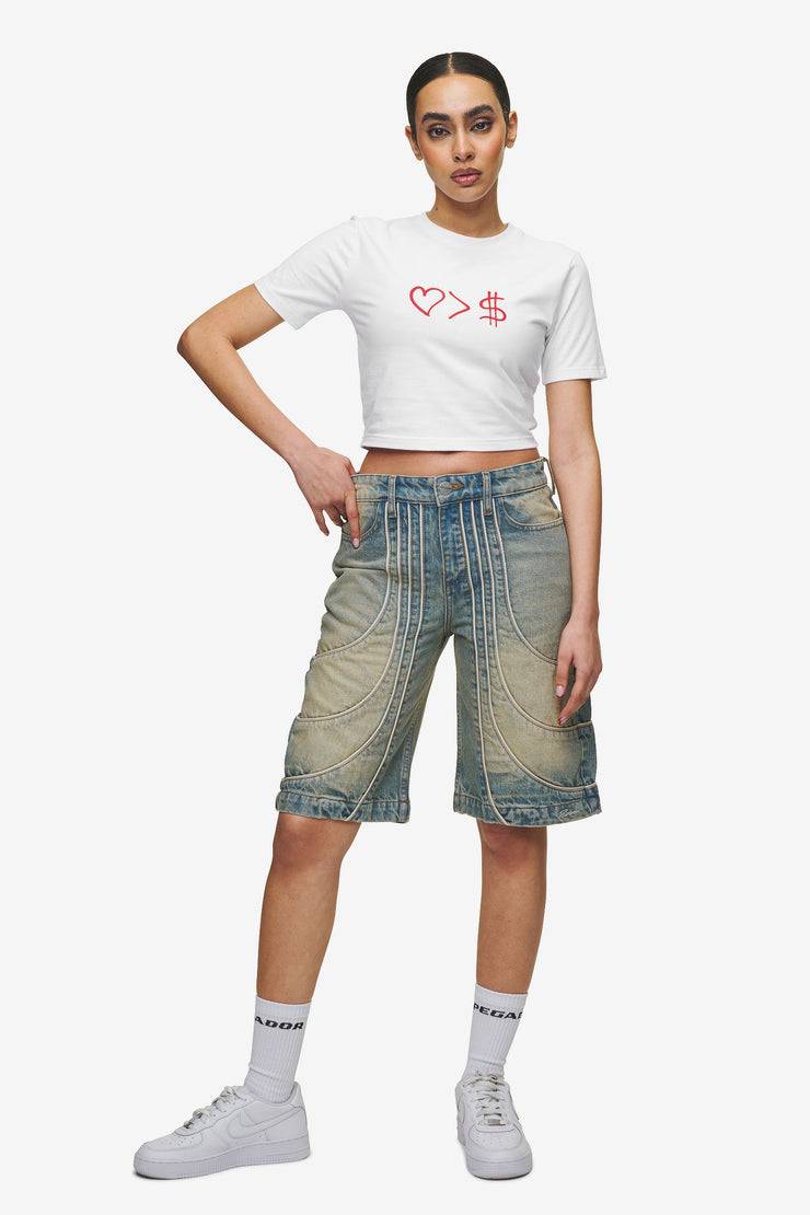 Pegador Jayde Baby Tee White Red