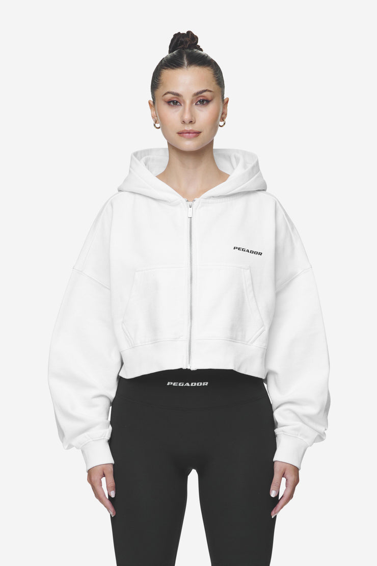 Pegador Lana Logo Cropped Sweat Jacket White Black