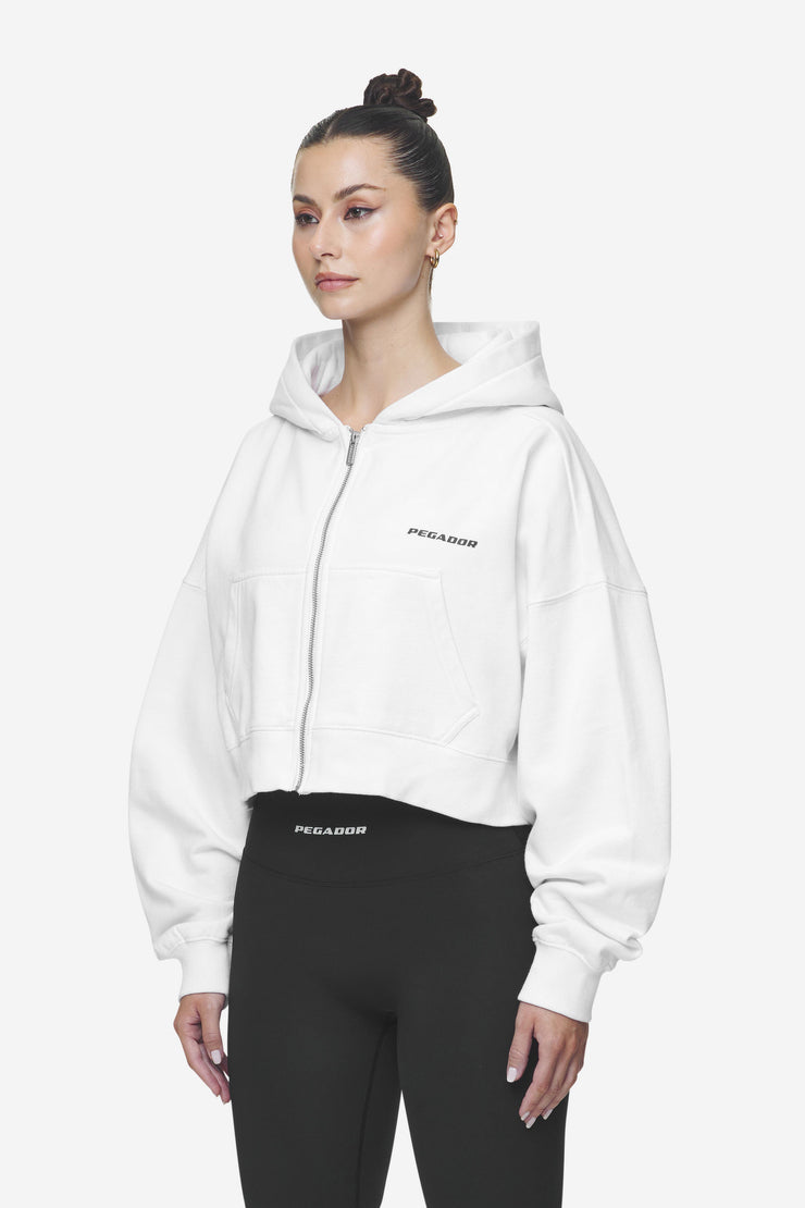 Pegador Lana Logo Cropped Sweat Jacket White Black