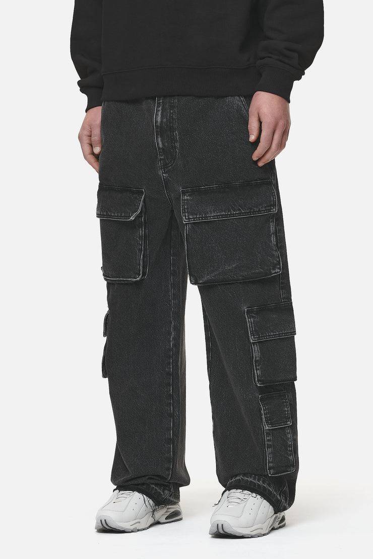 Pegador Lark Loose Cargo Jeans Heavy Washed Black