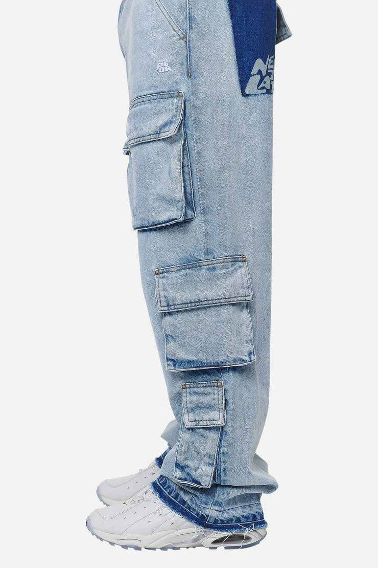 Pegador Lark Loose Cargo Jeans Washed Bright Blue