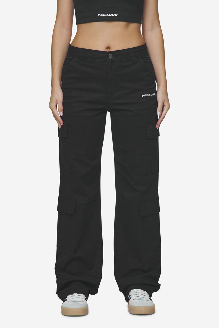 Pegador Lia Wide Cargo Pants Black