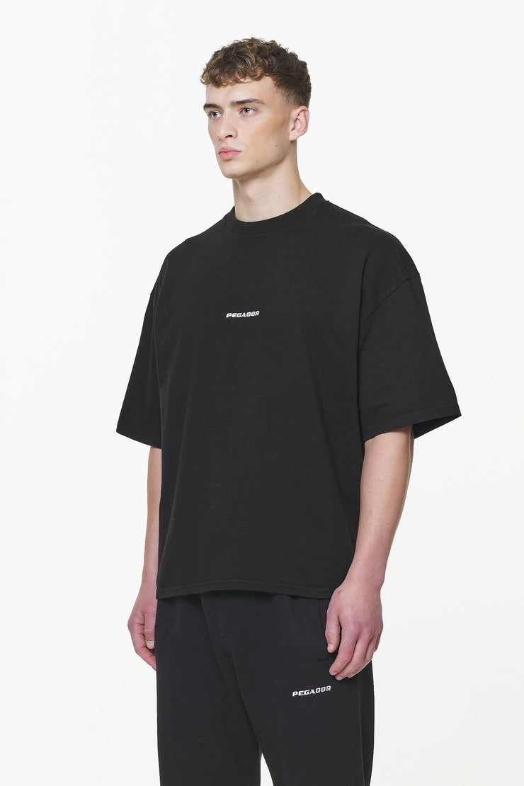 Pegador Logo Boxy Tee Vintage Washed Onyx Black
