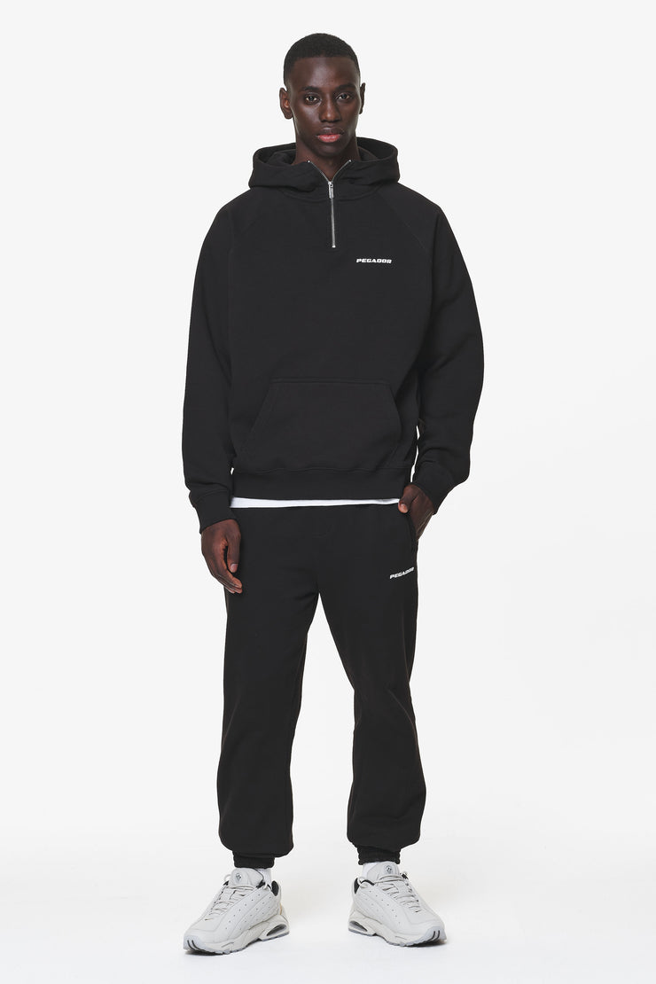 Pegador Logo Oversized Halfzip Hoodie Black Gum