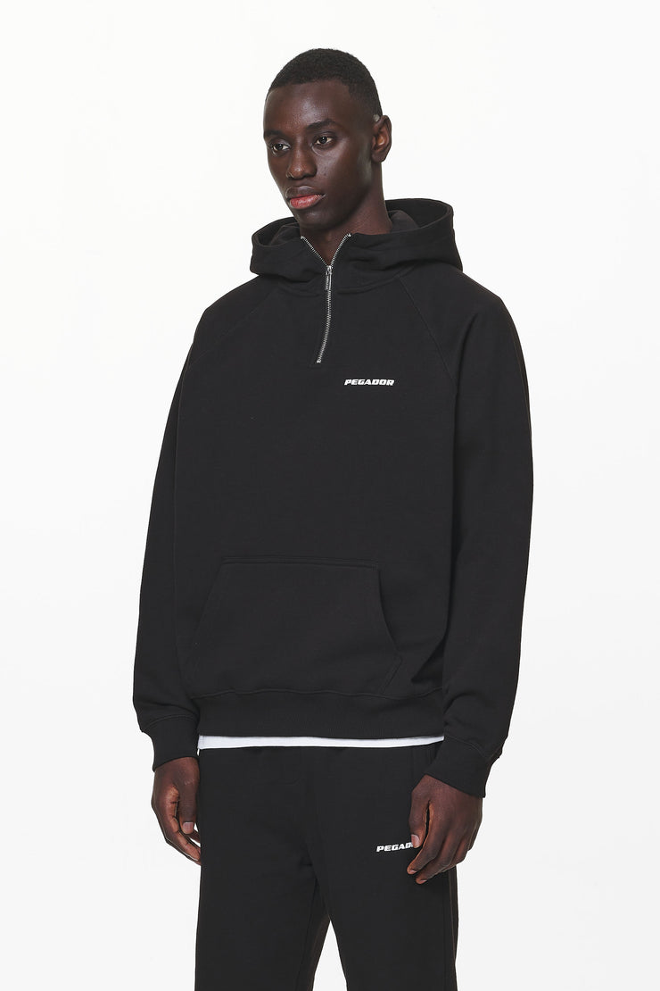 Pegador Logo Oversized Halfzip Hoodie Black Gum