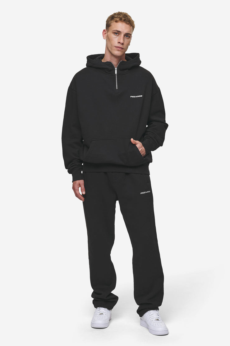 Pegador Logo Oversized Halfzip Hoodie Washed Black