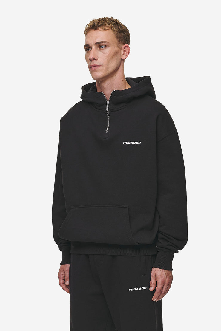 Pegador Logo Oversized Halfzip Hoodie Washed Black
