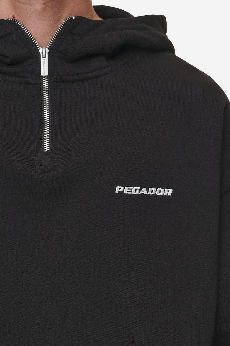 Pegador Logo Oversized Halfzip Hoodie Washed Black