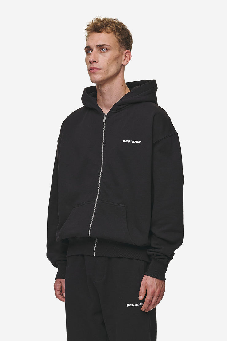 Pegador Logo Oversized Sweat Jacket Washed Black