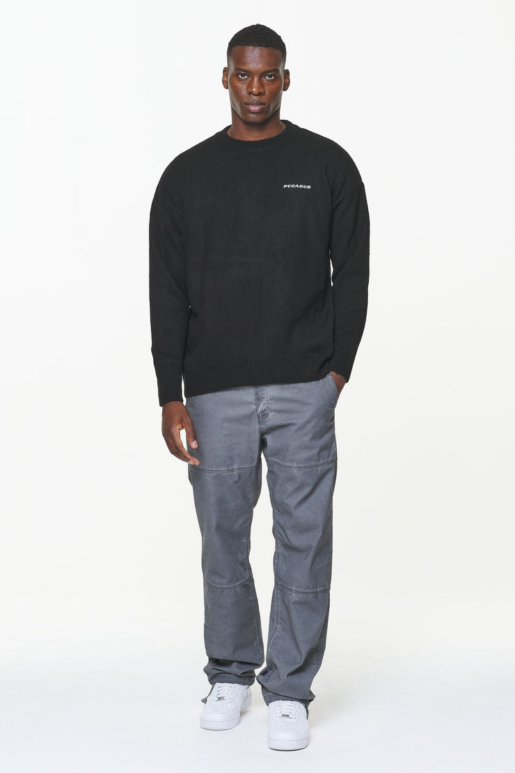 Pegador Logo Shaggy Knit Sweater Onyx Black