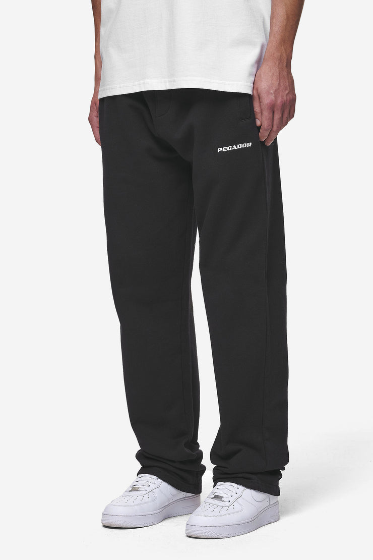 Pegador Logo Wide Sweat Pants Washed Black