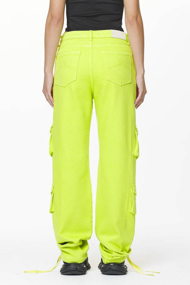 Pegador Maloy Cargo Wide Jeans Washed Lime Yellow