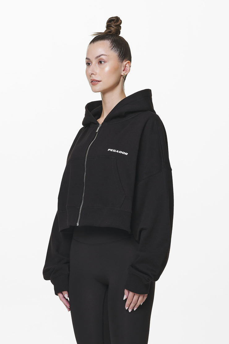 Pegador Marla Cropped Zip Hoodie Black Gum