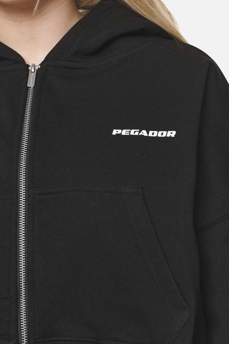 Pegador Marla Cropped Zip Hoodie Black White Gum