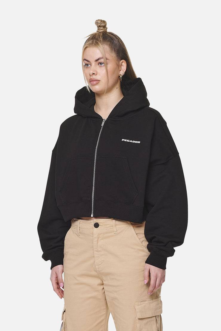 Pegador Marla Cropped Zip Hoodie Black White Gum