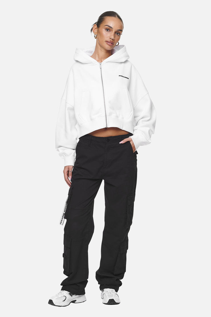 Pegador Marla Cropped Zip Hoodie White Black Gum
