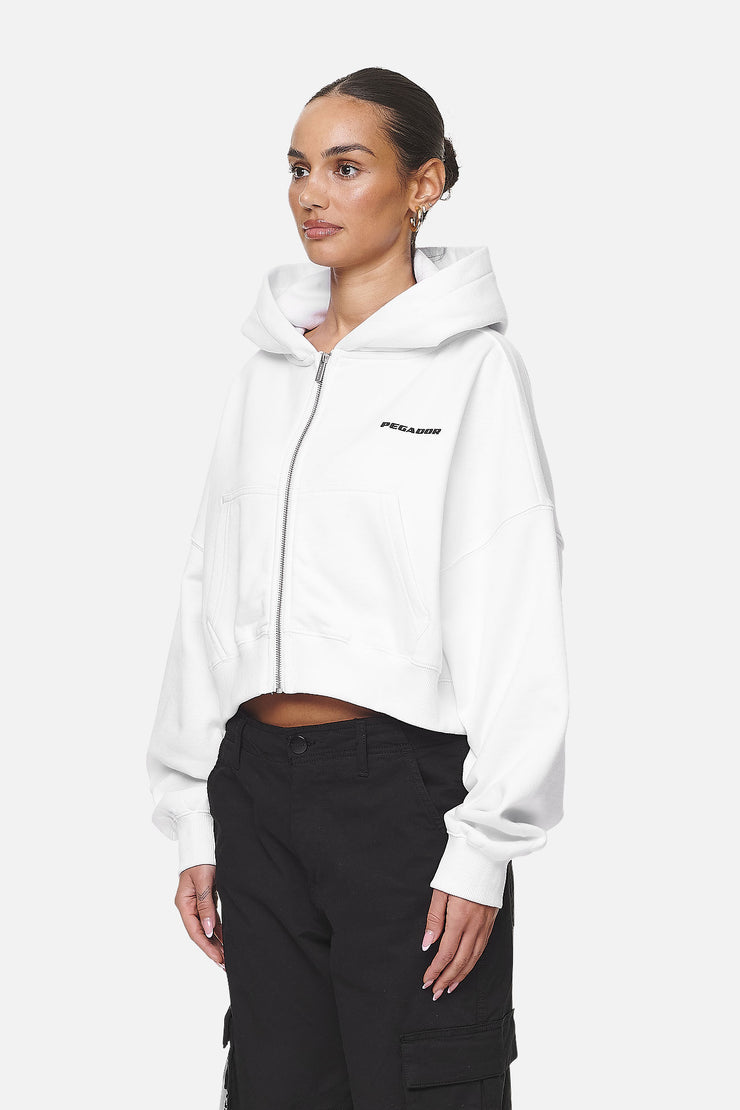 Pegador Marla Cropped Zip Hoodie White Black Gum