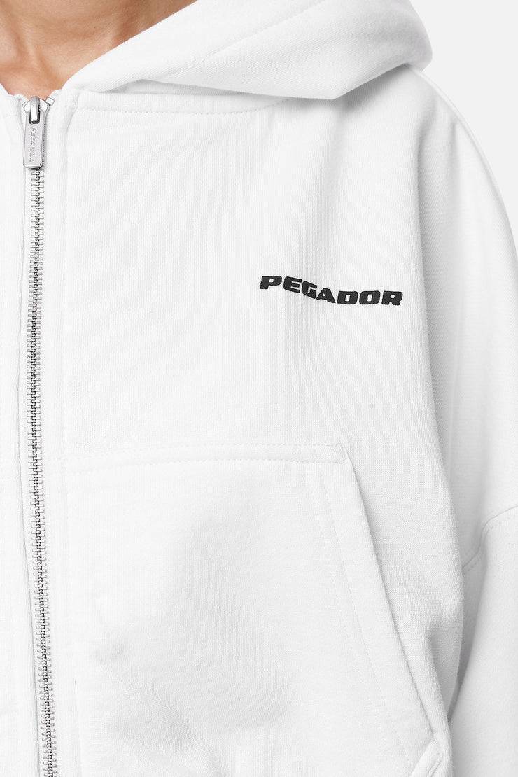 Pegador Marla Cropped Zip Hoodie White Black Gum